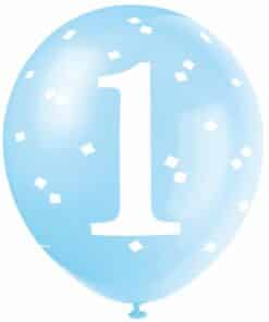 1st Birthday Blue Latex Balloons