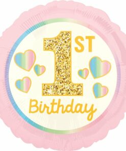 1st Birthday Pink & Gold Balloon