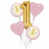 1st Birthday Pink & Gold Balloon Bouquet