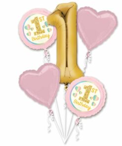 1st Birthday Pink & Gold Balloon Bouquet