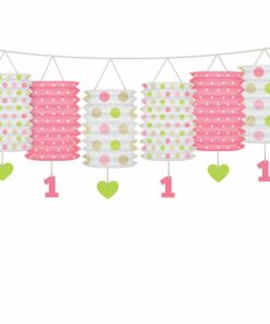 Alternative view of 1st Birthday Pink Mix Lantern Garland - 3.6m