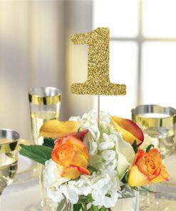 Gold Glitter Table Number Picks