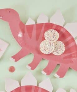 Alternative view of 8 x Pink Shaped Dinosaur Paper Plates - 30cm