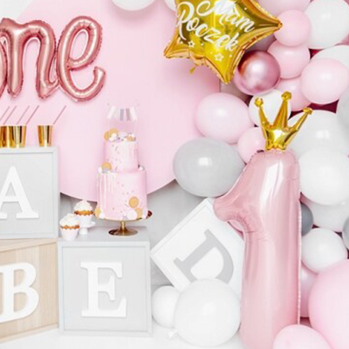 Pastel Pink 1st Birthday Princess Balloon