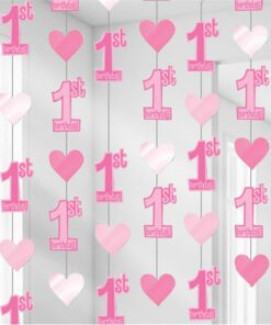 Pink 1st Birthday String Decoration