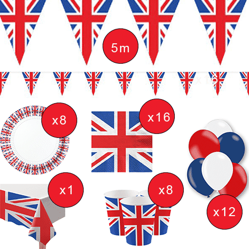 Union Jack themed party & decorations Packs Next Day Delivery