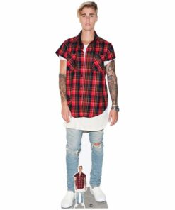 Justin Bieber Red & Black Shirt Cardboard Cutout