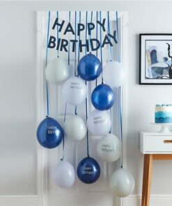 Mix It Up Blue Happy Birthday Balloon Door Kit
