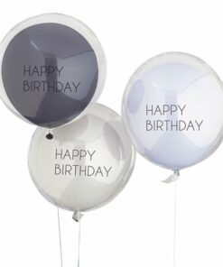 Alternative view of Mix It Up Blue Happy Birthday Double Stuffed Latex Balloons