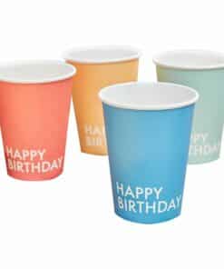 Alternative view of 8 x Mix It Up Brights Happy Birthday Eco Paper Cups - 266ml