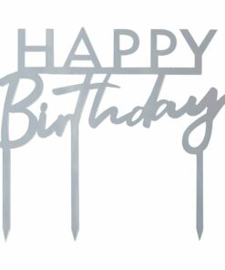 Alternative view of Mix It Up Happy Birthday Silver Cake Topper