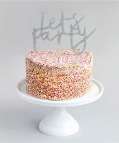 Alternative view of Silver Glitter Let's Party Cake Topper - 16cm