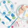 Blue Dots 1st Birthday Paper Plates
