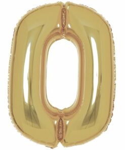Number 0 White Gold Foil Balloon
