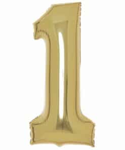 Number 1 White Gold Foil Balloon