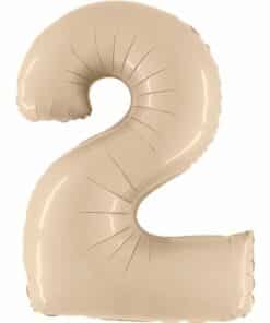 Big Number 2 Neutral Cream Foil Balloon