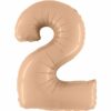 Big Number 2 Nude Beige Foil Balloon