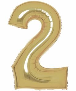 Number 2 White Gold Foil Balloon