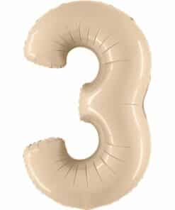 Big Number 3 Neutral Cream Foil Balloon