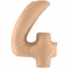 Big Number 4 Nude Beige Foil Balloon