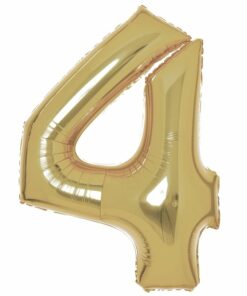 Number 4 White Gold Foil Balloon