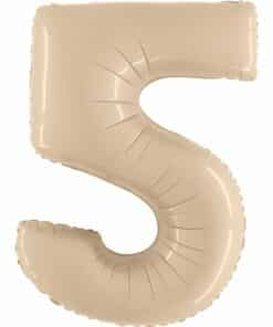 Big Number 5 Neutral Cream Foil Balloon