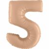 Big Number 5 Nude Beige Foil Balloon