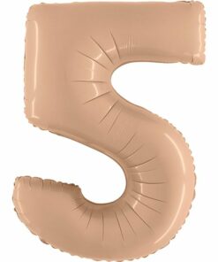 Big Number 5 Nude Beige Foil Balloon