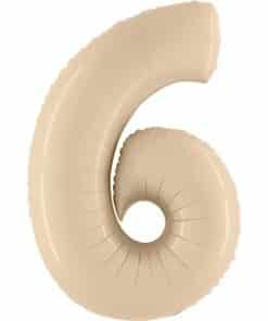 Big Number 6 Neutral Cream Foil Balloon