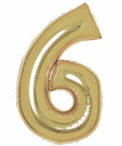 Number 6 White Gold Foil Balloon