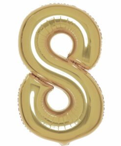 Number 8 White Gold Foil Balloon