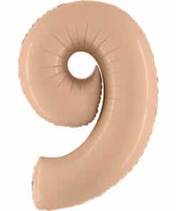 Big Number 9 Nude Beige Foil Balloon