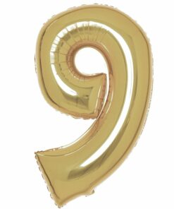 Number 9 White Gold Foil Balloon