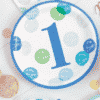 Blue Dots 1st Birthday Paper Plates