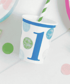 Blue Dots 1st Birthday Paper Cup