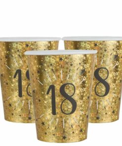 Sparkling Gold 18th Paper Cups