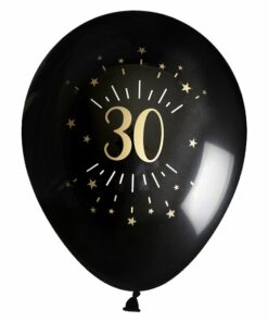 Alternative view of 6 x Sparkling Gold 30th Printed Latex Balloon - 11"