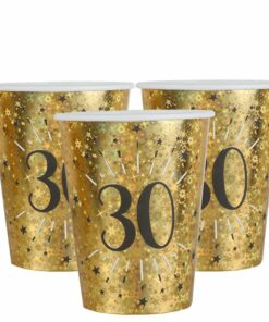 Sparkling Gold 30th Paper Cups