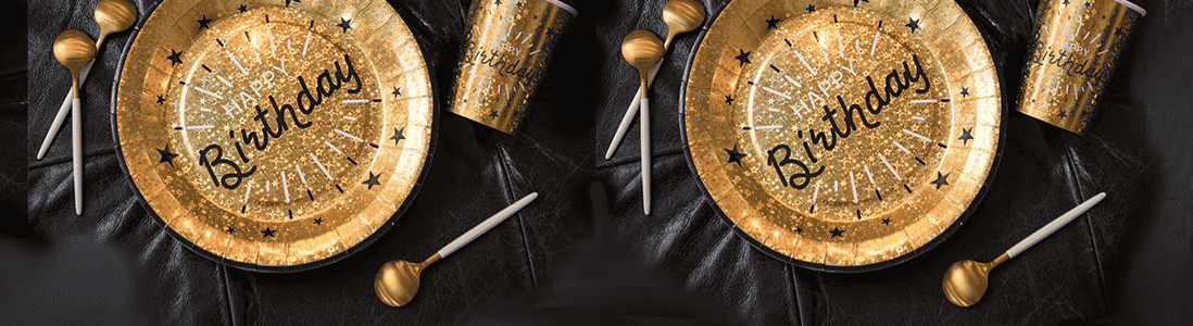 Sparkling Gold & Black Birthday Decorations