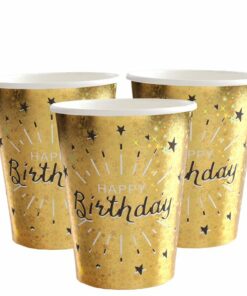 Sparkling Gold Happy Birthday Paper Cups
