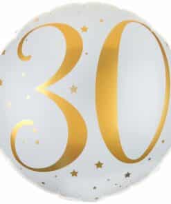 White & Gold Sparkle 30th Foil Balloon
