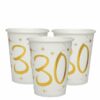 White & Gold Sparkle 30th Paper Cups