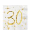 White & Gold Sparkle 30th Paper Napkins