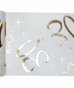 White & Gold Sparkle 30th Table Runner