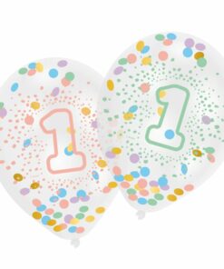 Pastel Rainbow 1st Birthday Confetti Balloons