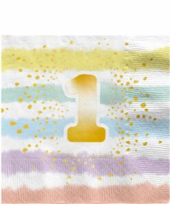 Pastel Rainbow 1st Birthday Paper Napkins