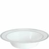 Premium White with Silver Trim Plastic Bowls