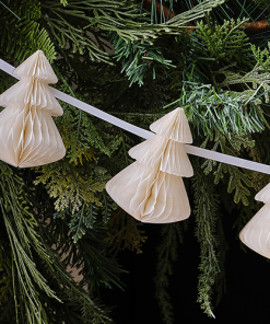 Cream Honeycomb Christmas Trees Garland