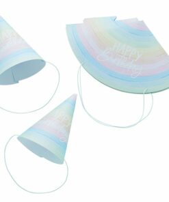 Alternative view of Eco Pastel Rainbow Happy Birthday Paper Hats (Pk 10)