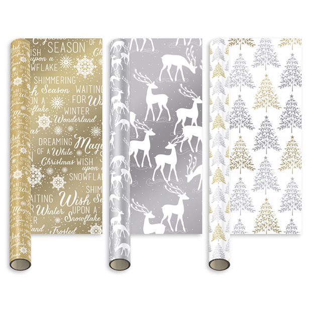 Metallic Christmas Gift Wrap Roll & Gift Tags Next Day Delivery
